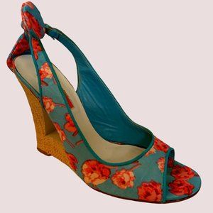 Betsey Johnson Floral Peep Toe Wedges